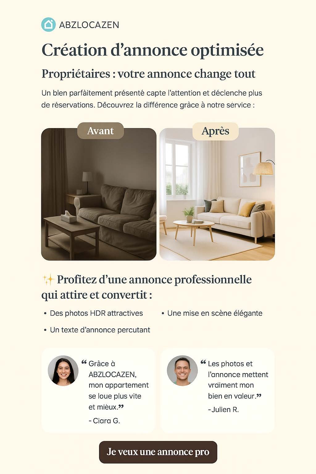 Avant / Après annonce optimisée
